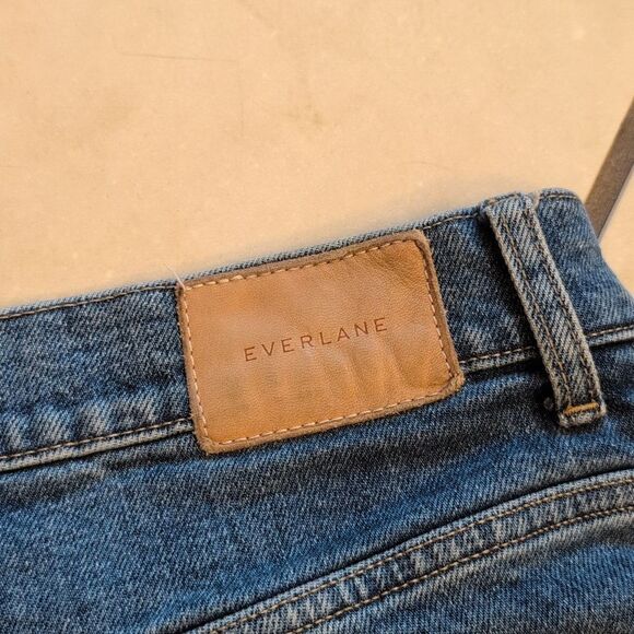 Everlane The Way High Jean Organic Cotton Raw Hem Distressed Blue 28 Regular - Picture 5 of 15